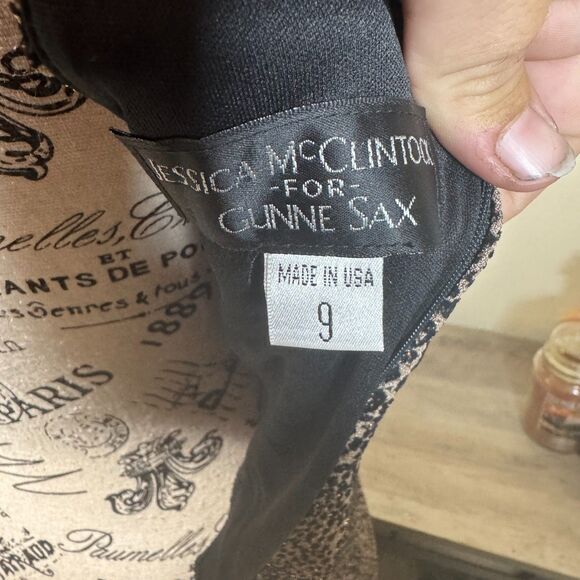 VTG Gunne Sax Jessica McClintock Y2K Glitter Leopard Halter Maxi Dress Jr Sz 9 - Picture 7 of 9